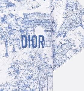 Kid's T-Shirt • Ivory Cotton Jersey with Blue Toile de Jouy Paris Print