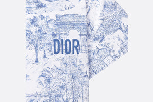 Kid's T-Shirt • Ivory Cotton Jersey with Blue Toile de Jouy Paris Print