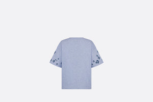 Kid's T-Shirt • Heathered Blue Cotton Jersey Printed with Deep Blue Cascade of CD Diamond Motifs