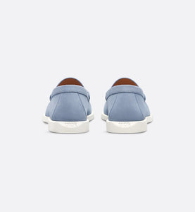 Dior Granville Loafer • Blue Suede with Gray and White Dior Oblique Jacquard