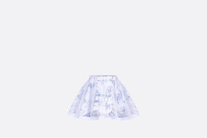Kid's Short Flared Skirt • Ivory Technical Fabric with Blue Toile de Jouy Paris Print and Ivory Tulle