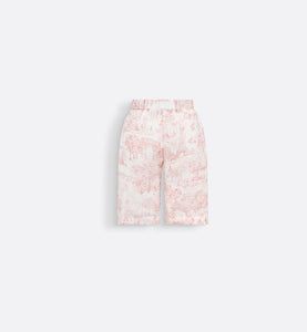 Baby Loose-Fitting Pants • Ivory Satin-Finish Voile with Pale Pink Toile de Jouy Paris Print