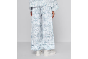 Kid's Loose Pants • Ivory Satin-Finish Voile with Blue Toile de Jouy Paris Print