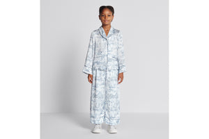 Kid's Shirt • Ivory Satin-Finish Voile with Blue Toile de Jouy Paris Print
