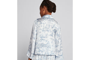 Kid's Shirt • Ivory Satin-Finish Voile with Blue Toile de Jouy Paris Print