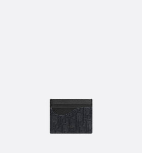 Saddle Card Holder • Black Dior Oblique Jacquard and Grained Calfskin