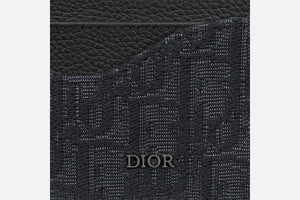 Saddle Card Holder • Black Dior Oblique Jacquard and Grained Calfskin