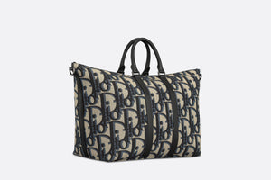 Weekender 50 Bag • Beige and Black Maxi Dior Oblique Jacquard