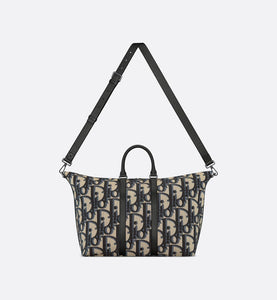 Weekender 50 Bag • Beige and Black Maxi Dior Oblique Jacquard