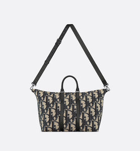 Weekender 50 Bag • Beige and Black Maxi Dior Oblique Jacquard