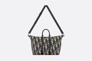 Weekender 50 Bag • Beige and Black Maxi Dior Oblique Jacquard