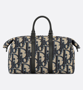 Weekender 50 Bag • Beige and Black Maxi Dior Oblique Jacquard