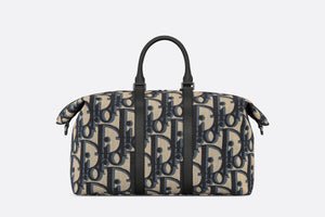 Weekender 50 Bag • Beige and Black Maxi Dior Oblique Jacquard