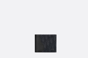 Saddle Compact Wallet • Black Grained Calfskin Leather Marquetry and Dior Oblique Jacquard