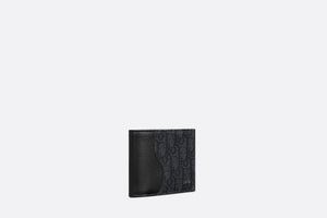 Saddle Compact Wallet • Black Grained Calfskin Leather Marquetry and Dior Oblique Jacquard