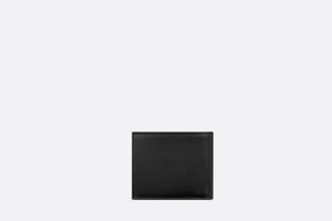 Saddle Compact Wallet • Black Grained Calfskin Leather Marquetry and Dior Oblique Jacquard