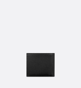 Saddle Compact Wallet • Black Grained Calfskin Leather Marquetry and Dior Oblique Jacquard