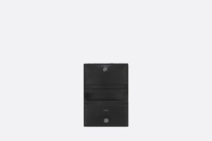 Saddle Bi-Fold Card Holder • Black Grained Calfskin Leather Marquetry and Dior Oblique Jacquard