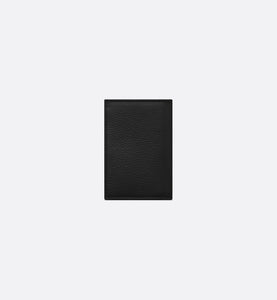 Saddle Bi-Fold Card Holder • Black Grained Calfskin Leather Marquetry and Dior Oblique Jacquard