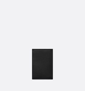 Saddle Bi-Fold Card Holder • Black Grained Calfskin Leather Marquetry and Dior Oblique Jacquard