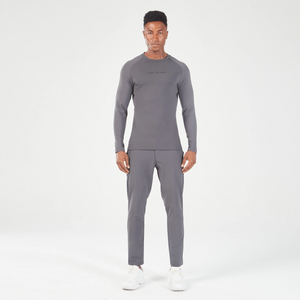 Statement Ribbed Long Sleeves Tee - Asphalt