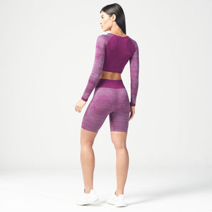 Infinity Stripe Seamless Crop Top - Dark Purple