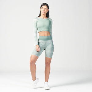 Infinity Stripe Seamless Crop Top - Green Surf