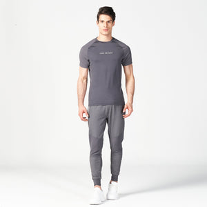 Statement Ribbed Tech Tee - Asphalt