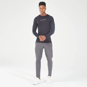 Statement Ribbed Long Sleeves Tee - Black
