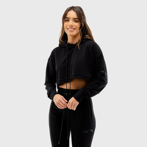 Vibe Crop Hoodie - Black