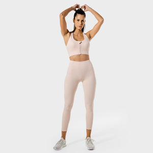 Women's Fitness - Zip Up Sports Bra - Peachy Keen