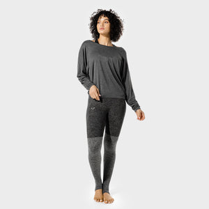 Women's Fitness - Batwing Top - Black Marl