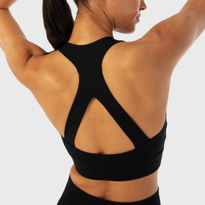 Infinity Zip Up Workout Bra - Black