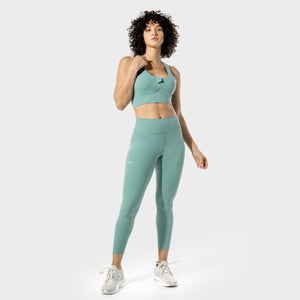 Women's Fitness - Zip Up Sports Bra - Basil