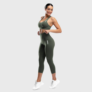 Warrior High-Waisted Cropped Leggings - Olive