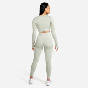 Marl Seamless Crop Top - Ice