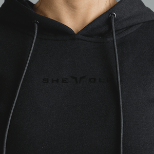 She-Wolf Crop Hoodie - Black