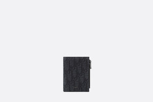 Vertical Compact Card Holder • Black Dior Oblique Jacquard