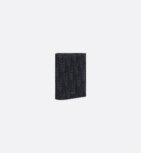 Vertical Compact Card Holder • Black Dior Oblique Jacquard