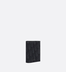 Vertical Compact Card Holder • Black Dior Oblique Jacquard