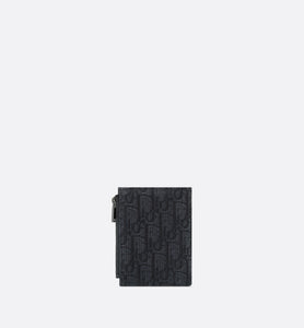 Vertical Compact Card Holder • Black Dior Oblique Jacquard