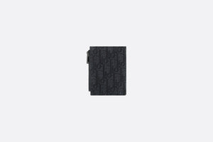 Vertical Compact Card Holder • Black Dior Oblique Jacquard