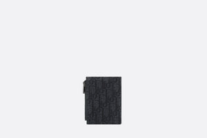 Vertical Compact Card Holder • Black Dior Oblique Jacquard