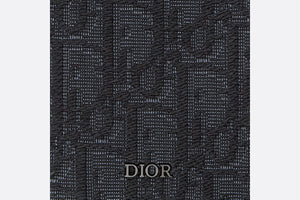 Vertical Compact Card Holder • Black Dior Oblique Jacquard