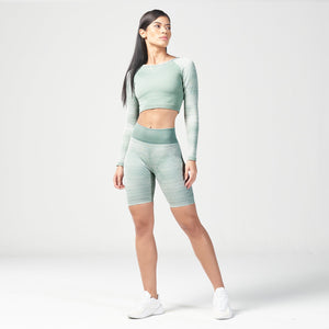 Infinity Stripe Seamless Crop Top - Green Surf