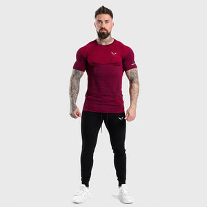 Seamless Dry-Knit Tee - Port Red in Half Sleeves