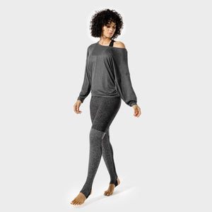 Women's Fitness - Batwing Top - Black Marl