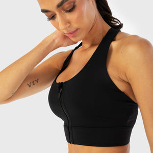 Infinity Zip Up Workout Bra - Black