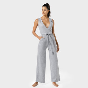 Women's Fitness - Wrap Jumpsuit - Grey Marl