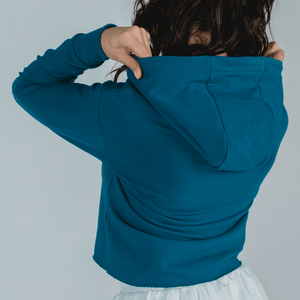 She-Wolf Crop Hoodie - Teal